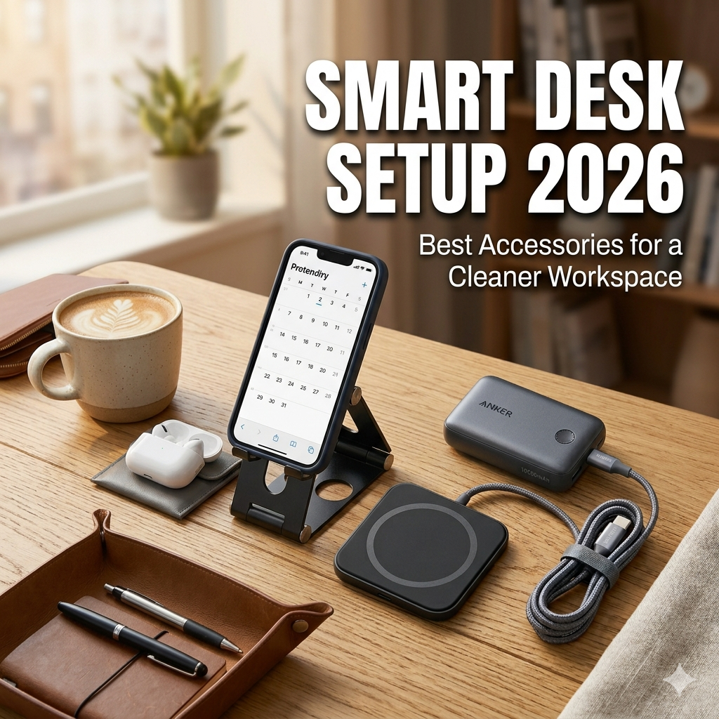 Minimalist desk setup accessories for smartphones