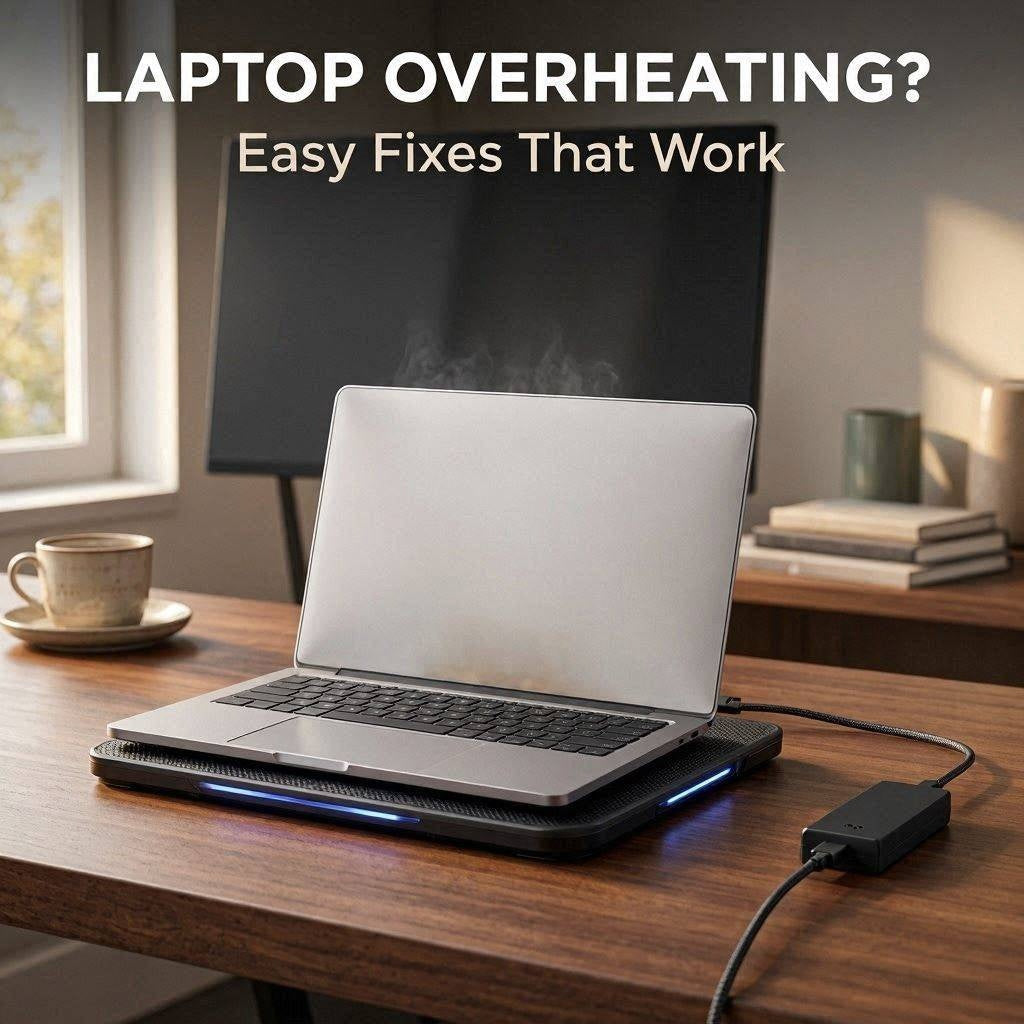 Laptop on a cooling pad to reduce overheating and improve daily performance.