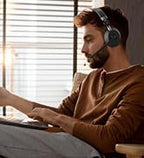 Wireless Headset with Mic for Work, Bluetooth Headphones with Microphone (Noise Cancelling) & Charging Base, Wireless Headset for Work from Home/Office/Call Center/PC/Computer/Teams/Zoom/Skype/Laptop