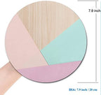Round Mouse Pad, Wood Pink Green Purple Splice Mouse Pad, Washable Gaming Mousepads with Lycra Cloth, Non-Slip Rubber Base Computer Small Mouse Pads for Wireless Mouse