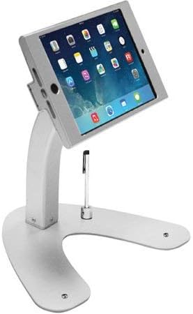 Dual Kiosk Stand- CTA Aluminum Stand with Locking Case and Cable. 360-Degree Rotating Base. Enclosure Designed for iPad mini Generations 1-5 with Access to all Ports and Buttons, Silver (PAD-ASKM)