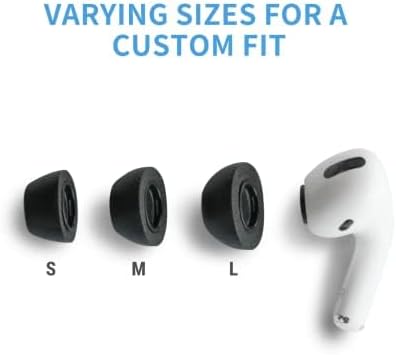 Comply Memory Foam Replacement Earbud Tips for Apple AirPods Pro 1 & 2 | Ultimate Comfort, Secure Fit, Superior Noise Isolation | Anti Slip, Prevent From Falling Out | Black (S/M/L) (3 Pairs)