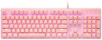 i-rocks K75M Mechanical Keyboard - 104 Keys - with Cherry MX Brown Switches, PBT Keycaps, Backlit LED Light and Shortcut Keys - Programmable Light & Macro Recorder (Pink)