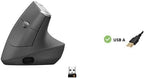 Logitech MX Vertical Wireless Mouse – Ergonomic Design Reduces Muscle Strain, Move Content Between 3 Windows and Apple Computers, Rechargeable, Graphite