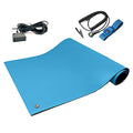 RubberStat Dual Layer ESD Compliant Workstation Rubber Table Mat Kit, Soldering, Cell Phone Repair, with Wrist Strap Set and Ground Cord - 30"x72" Blue