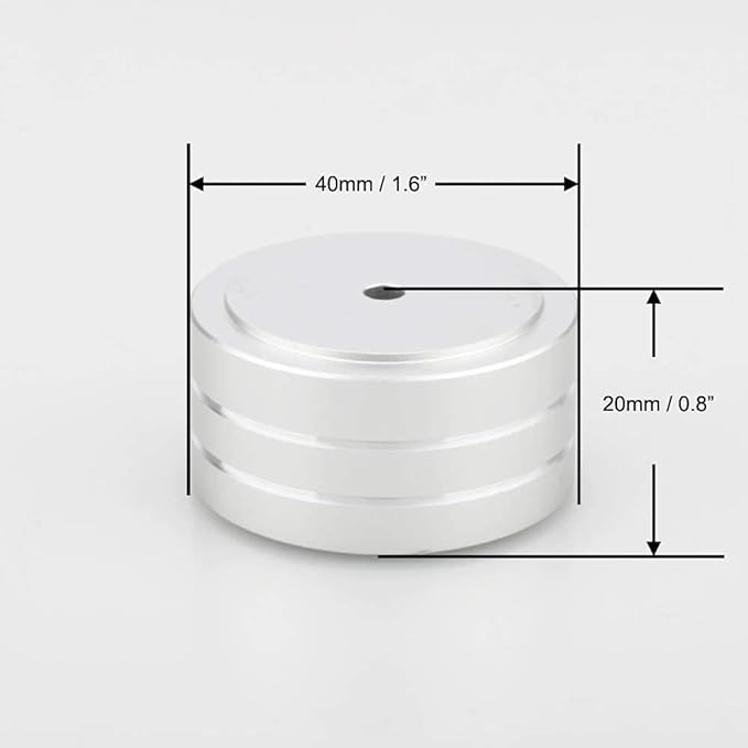 Audiocrast 4X Silver HiFi Speaker Isolation Feet Pad, Aluminum 40x20mm Audio Stand Feet Amplifier Shock Absorber Non-Slip Hi-End Vibration Dampener Floor Protector for Subwoofer DAC CD Turntable Amp