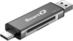 SmartQ C256 Micro SD Card Reader to USB Adapter USB-C and USB A USB Memory Card Reader USB 2.0 Super Speed for MicroSDXC, MicroSDHC, SD, SDXC, SDHC, SD Cards, Works for Windows, Mac OS X, Android