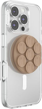 PopSockets Suck-Up™ Suction Grip & Stand, 3-in-1 MagSafe Phone Mount for iPhone, Strong Hold on Mirrors & Glass, Swappable Top, Portable & Reusable - Latte