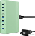 200W USB C Charger Block, 8-in-1 GaN III USB C Charger Fast Charging Station Hub, PD 65W Laptop Charger Adapter Travel Charger, for MacBook Pro/Air/Dell XPS/iPhone 16/15/14/iPad/Galaxy S24 (Green)