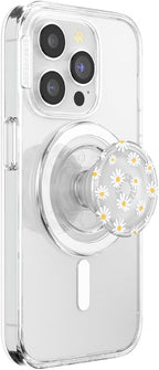 PopSockets Phone Grip for MagSafe with Kickstand, Magnetic Stand, Swappable Top, Secure Hold for iPhone MagSafe Cases, Phone & Tablet Grip, Cute PopSockets - Translucent He Loves Me Not