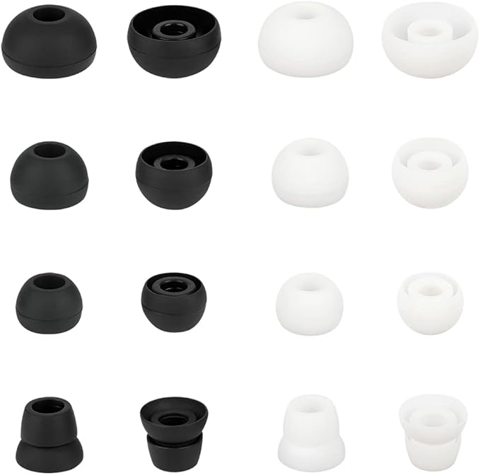 Replacement Earbud Tips Silicone Ear Tips Earbuds Buds Set Compatible with Powerbeats 1/2/3 Wireless Beats by Dre Headphones,8 Pairs Earbud Cap(Black+White)