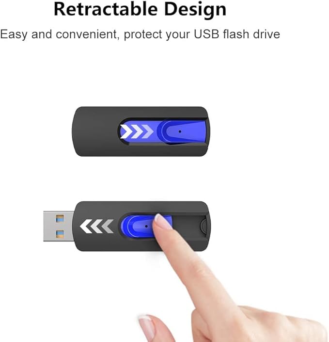 JUANWE 64GB Flash Drive 5 Pack 3.0 USB Jump Drive Retractable Slide Memory Sticks for Computers Thumb Drive Bulk USB Data Storage Pen Drive Blue