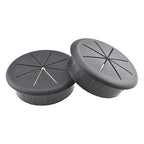 HAHIYO 2Pcs 2.4Inch/60mm Black ABS Plastic Eight-petaled Desk Grommet Wire Grommet Cable Management Cord Hole Cover Desk Wire Hole Insert Wire Organizer for Computer Office Home School Equipment