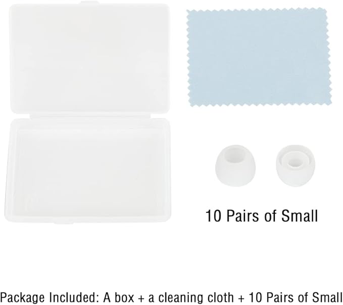 Silicone Small Replacement Earbud Tips Eartips for in- Ear Headphones Rubber Tips Earbud Replacement Earbuds Cap 10 Pairs (White)