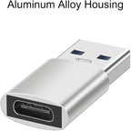 USB A Male to USB C Female OTG Adapter (3 Pack),USB 3.2 GEN2 10Gbps One-Sided High-Speed Data PD60W Fast Charging For PC,Laptop,Charger,Power Bank,AiSiHelper,iphone,Samsung S24 23 22,Carplay,Earphones