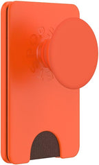 PopSockets Phone Wallet with Expanding Grip and Adapter Ring for MagSafe, Phone Card Holder, Wireless Charging Compatible, Wallet Compatible with MagSafe - Persimmon