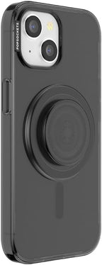 PopSockets iPhone 15 Case with Round Phone Grip Compatible with MagSafe, Phone Case for iPhone 15, Wireless Charging Compatible - Black Translucent