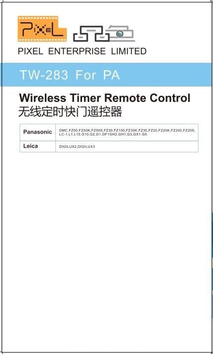 Pixel Wireless Timer Remote Shutter Release TW283-L1 Wireless Remote Control Wire Release Compatible with Panasonic S5 S1H S1R S1M S1 G95 G91 FZ10002 G9 GH5 G85 G81 GX8 GX7 GH4 GH3 FZ2500 FZ2000