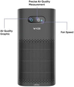Wyze Air Purifier with Wildfire Filter (Special), for Living Room, Kitchen, HEPA 13, 21db Quiet, with Sleep Mode, Air Cleaner for Smoke, Pollen, Dander, Hair, 550 sq ft, Smart WiFi Alexa Google, Black
