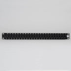 ICC CAT5e Feed-Through Patch Panel, 48 Port, 1U Rackmount, RJ45 Ethernet Patch Panel, No Punch Down, PoE++ and TAA Compliant, Black