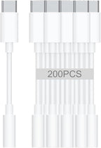 USB-C to 3.5mm Audio Headphone Adapter - HiFi 200 Pack Compatible with Apple iPhone 16 15 Samsung Galaxy S25 S24 S23 S22 S21 Plus Pro Max Ultra Pixel iPad - Type C to Aux Cord Jack Dongle Adapter