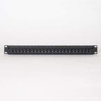 ICC CAT5e Feed-Through Patch Panel, 24 Port, 1U Rackmount, RJ45 Ethernet Patch Panel, No Punch Down, PoE++ and TAA Compliant, Black