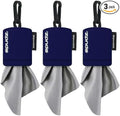 SPUDZ Classic Microfiber Lens Cleaner – Clip-On Pouch, Washable – for Binoculars, Scopes, Glasses, Screens | Navy Blue, 6 x 6 Inch (3-Pack)