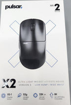 Pulsar Gaming Gears X2 v3 Wireless Gaming Mouse, Ultra Lightweight, Optical Switch, 32000 DPI, 750 IPS, XS-1 Sensor, 8k Compatible (Medium, Black)