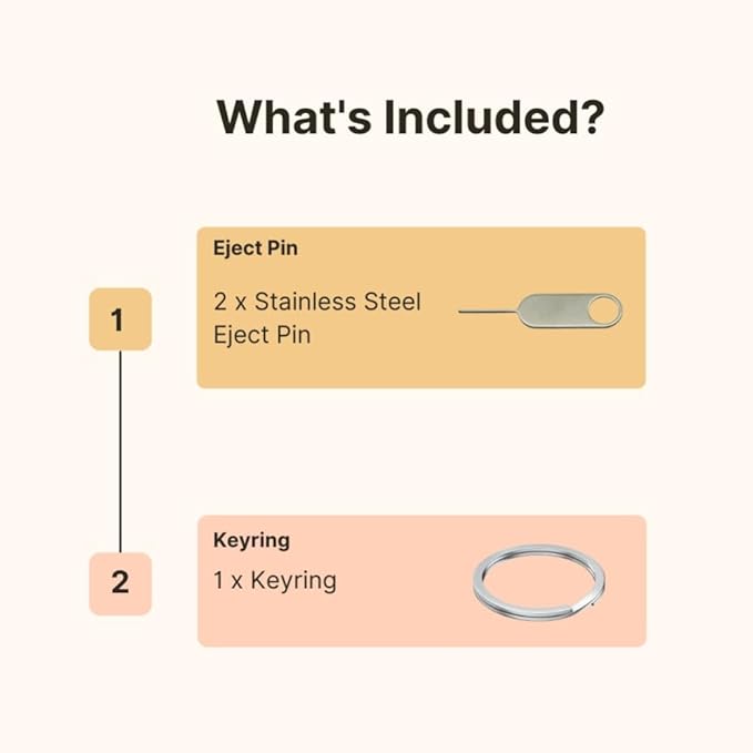 2 Pack PHONSUN Universal Sim Card Tray Removal Tool SD Opening Eject Pin fits Keyring for iPhone iPad Samsung Galaxy Google Pixel Motorola Phones - Small