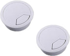 2pcs 2 inch Desk Wire Cord Cable Grommets Hole Cover for Office PC Desk Cable Cord Organizer Plastic Cover Black (White-2Pcs)
