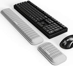 MEKASS Ergonomic Wrist Rest for Keyboard and Mouse, Soft Memory Foam Keyboard Wrist Rest Set with Non-Slip Silicone Base, Easy Typing, Pain Relief, Comfort for Office, Work, Gaming (Light Gray)