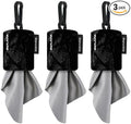SPUDZ Classic Microfiber Lens Cleaner – Clip-On Pouch, Washable – for Binoculars, Scopes, Glasses, Screens | Stealth Shadow, 6 x 6 Inch (3-Pack)