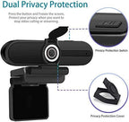 4K Webcam, HD Webcam 8MP- Laptop PC Desktop Computer Web Camera with Microphone, USB Webcams for Video Calling Recording Streaming Video Conference, Webcam with Mini Tripod,Privacy Shutter.