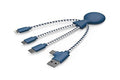 Multi USB Cable 4 in 1 - Universal Charger Made from Recycled Plastic - USB, USB-C, Lighting, Micro USB Ports - Compatible with All Smartphones Mr Bio Blue Octopus