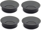 4pcs 2 inch Desk Wire Cord Cable Grommets Hole Cover for Office PC Desk Cable Cord Organizer Plastic Cover Black (Black-4Pcs)
