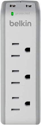 Belkin Wall Mount Surge Protector -3 AC Multi Outlets&2 USB Ports -Flat Rotating Plug Splitter - Wall Outlet Extender for Home,Office,Travel, Computer Desktop & Charging Brick (918 Joules) (Pack of 4)