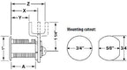 Olympus Lock DCN4 Rekeyable Cam Locks | 1-3/4" Cylinder 101 Key Lock, Keyed Alike | US26D Chrome Cabinet Locks | Grade 1 Cam Lock | Reversible Cam Lock for Doors & Drawer Lock