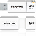 GIGASTONE 32GB Flash Drive (2 Pack) Z60 USB 3.2 Gen 1, 100MB/s Ultra Fast, Retractable Capless Slider Design, Data Storage, Backup for PC/Mac/TV/Car Audio, USB 2.0/3.0/3.1 Compatible
