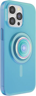 PopSockets iPhone 15 Pro Max Case with Phone Grip and Slide Compatible with MagSafe, Phone Case for iPhone 15 Pro Max, Wireless Charging Compatible - Opalescent Blue