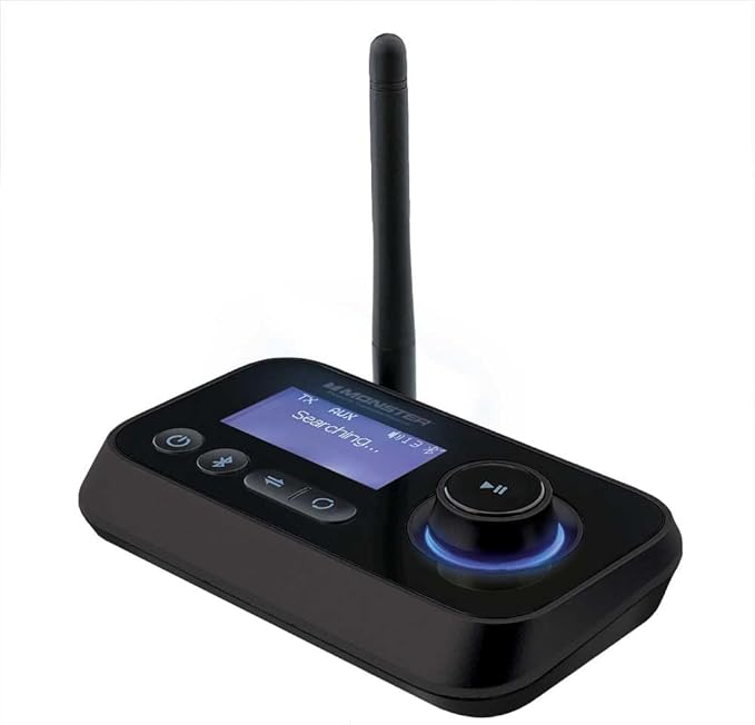 Monster Bluetooth Transmitter & Receiver, 2-in-1 Bluetooth Audio Adapter, Stream to/from NonBluetooth Devices, Stream TV to 2 Headphones, 33 ft Range, Analog & Digital, TV USB Powered, 3.5mm Aux Port