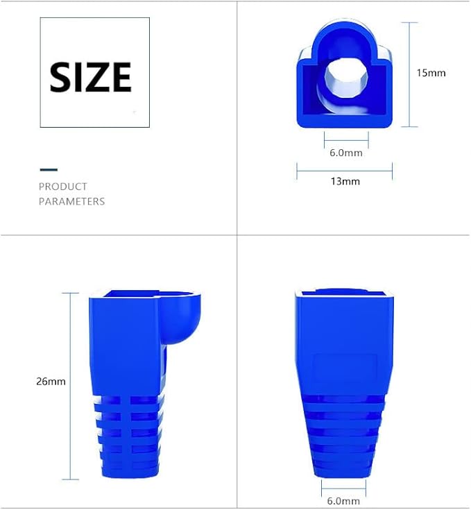 50 Pcs Cat5 Cat5E Cat6 Strain Relief Boot, RJ45 Plug Connector Cover Modular Network Plug Connector Cap Cable Connector Boots, Red