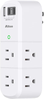 Cruise Ship Essentials - Outlet Extender with Rotating Plug, 6 AC Outlets with USB Charging Ports, Multi Plug Wall Outlet USB C Charger Hub, Non Surge Protector Non Extension Cord