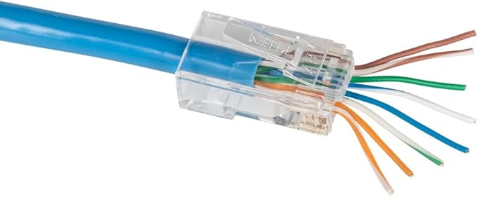 Klein Tools VDV026-813 RJ45 Ethernet Cable Tester and Crimper Kit, Pass-Thru Technology, Includes Connectors for Cat5e / CAT6 Data Applications, Pack of 50