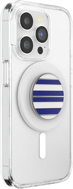 PopSockets Phone Grip for MagSafe with Kickstand, Magnetic Stand, Swappable Top, Secure Hold for iPhone MagSafe Cases, Phone & Tablet Grip - Enamel Nautical Stripe