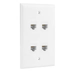 Ethernet Wall Plate, 4 Port Cat6 Female to Female Wall Jack Network RJ45 Keystone Wall Outlet