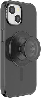 PopSockets iPhone 15 Case with Round Phone Grip Compatible with MagSafe, Phone Case for iPhone 15, Wireless Charging Compatible - Black Translucent