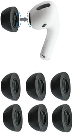 Comply Memory Foam Replacement Earbud Tips for Apple AirPods Pro 1 & 2 | Ultimate Comfort, Secure Fit, Superior Noise Isolation | Anti Slip, Prevent From Falling Out | Black, Large (3 Pairs)