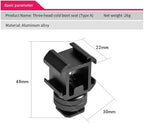 Aluminium Camera Hot Shoe Mount Adapter Video Accessory Triple Cold Shoe Bracket Lights, LED Monitors, Microphones, Audio Recorder & Studio Flash Video Camera