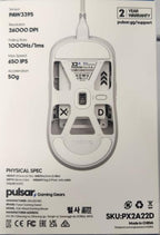 Pulsar Gaming Gears X2A Wired Gaming Mouse, Ultra Lightweight, Optical Switch, 26000 DPI, Motion Sync, PAW3395 Sensor (Medium, Wired, White)