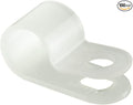 GTSE White Nylon Plastic Cable Clamps, 5/16" Screw Mounts for Cable, Rope, Tube Management, 100 Pack